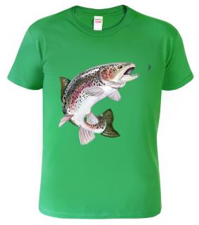 Dětské rybářské tričko - Pstruh duhový Barva: Středně zelená (16), Velikost: 12 let / 158 cm