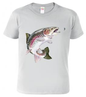 Dětské rybářské tričko - Pstruh duhový Barva: Světle šedý melír (03), Velikost: 4 roky / 110 cm