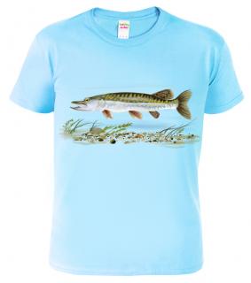 Dětské rybářské tričko - Štika obecná Barva: Nebesky modrá (15), Velikost: 12 let / 158 cm
