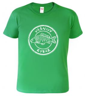 Dětské rybářské tričko - Vášnivý rybář Barva: Středně zelená (16), Velikost: 6 let / 122 cm