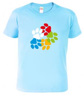 Dětské tričko pro pejskaře - Barevné ťapky Barva: Nebesky modrá (15), Velikost: 12 let / 158 cm