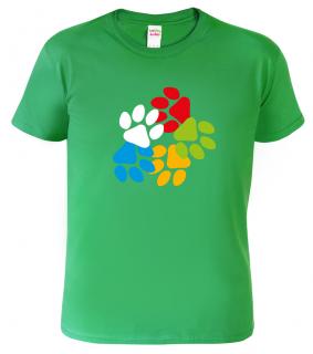 Dětské tričko pro pejskaře - Barevné ťapky Barva: Středně zelená (16), Velikost: 10 let / 146 cm
