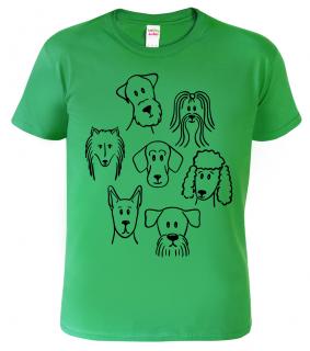 Dětské tričko pro pejskaře - Psíci Barva: Středně zelená (16), Velikost: 10 let / 146 cm