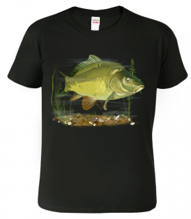 Dětské tričko pro rybáře - Kapr obecný Barva: Černá (01), Velikost: 4 roky / 110 cm