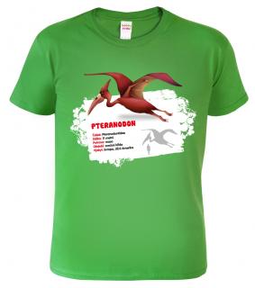 Dětské tričko s dinosaurem - Pteranodon Barva: Středně zelená (16), Velikost: 10 let / 146 cm