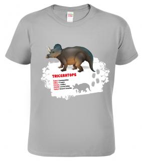 Dětské tričko s dinosaurem - Triceraptos Barva: Světle šedý melír (03), Velikost: 10 let / 146 cm