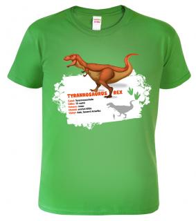 Dětské tričko s dinosaurem - Tyrannosaurus Rex Barva: Středně zelená (16), Velikost: 10 let / 146 cm