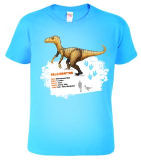 Dětské tričko s dinosaurem - Velociraptor Barva: Nebesky modrá (15), Velikost: 10 let / 146 cm