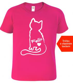 Dětské tričko s kočkou a jménem Barva: Růžová, Velikost: 4 roky / 110 cm