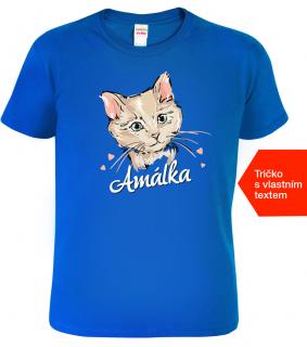 Dětské tričko s kočkou a jménem - Malovaná kočička Barva: Královská modrá (05), Velikost: 10 let / 146 cm