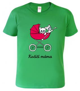 Dětské tričko s kočkou - Kočičí kočárek Barva: Středně zelená (16), Velikost: 10 let / 146 cm