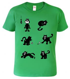 Dětské tričko s kočkou - Kočky Barva: Středně zelená (16), Velikost: 10 let / 146 cm