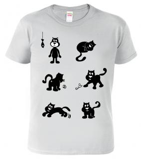 Dětské tričko s kočkou - Kočky Barva: Světle šedý melír (03), Velikost: 10 let / 146 cm