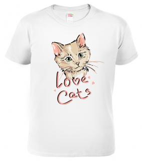 Dětské tričko s kočkou - Love Cats Barva: Bílá (00), Velikost: 12 let / 158 cm