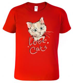 Dětské tričko s kočkou - Love Cats Barva: Červená (07), Velikost: 4 roky / 110 cm