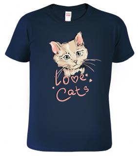 Dětské tričko s kočkou - Love Cats Barva: Námořní modrá (02), Velikost: 12 let / 158 cm