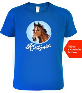 Dětské tričko s koněm a jménem - Hnědák Barva: Královská modrá (05), Velikost: 10 let / 146 cm