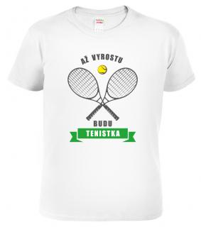 Dívčí tenisové tričko - Až vyrostu budu tenistka Barva: Bílá, Velikost: L - 132 (9-11 let)