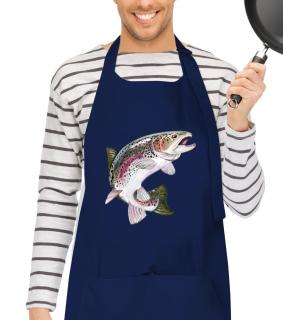 Kuchařská zástěra pro rybáře - Pstruh duhový Barva: Tmavě modrá