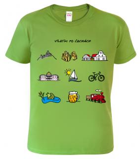 Pánské cestovatelské tričko - Barevné České symboly Barva: Apple Green (92), Velikost: S