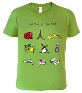 Pánské cestovatelské tričko - Barevné cestovatelské symboly Barva: Apple Green (92), Velikost: 2XL
