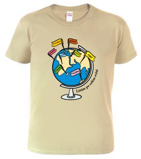 Pánské cestovatelské tričko  - Globus Barva: Béžová (51), Velikost: 2XL