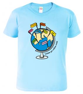 Pánské cestovatelské tričko  - Globus Barva: Nebesky modrá (15), Velikost: 2XL