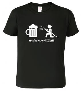 Pánské hasičské tričko - Hasím hlavně žízeň Barva: Černá (01), Velikost: M