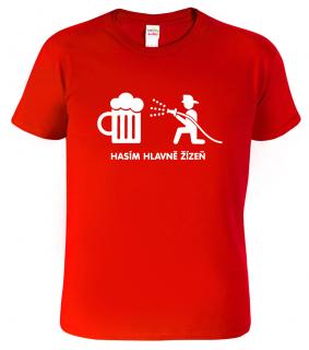 Pánské hasičské tričko - Hasím hlavně žízeň Barva: Červená (07), Velikost: 2XL