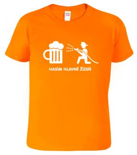 Pánské hasičské tričko - Hasím hlavně žízeň Barva: Oranžová (11), Velikost: L
