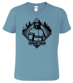 Pánské hasičské tričko - Zapálený hasič Barva: Bledě modrá (Stone Blue), Velikost: S