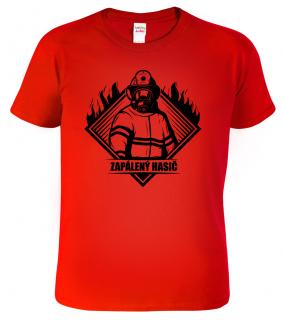 Pánské hasičské tričko - Zapálený hasič Barva: Červená (07), Velikost: 2XL