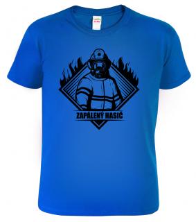 Pánské hasičské tričko - Zapálený hasič Barva: Královská modrá (05), Velikost: M