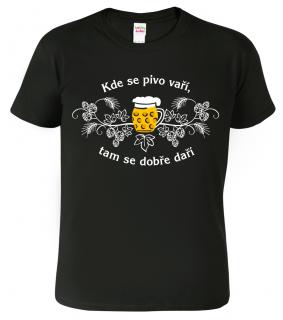 Pánské pivní tričko - Kde se pivo vaří, tam se dobře daří Barva: Černá (01), Velikost: 4XL