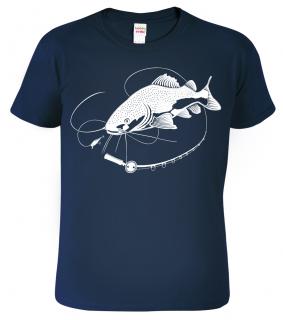 Pánské rybářské tričko - Sumec velký Barva: Námořní modrá (02), Velikost: 2XL