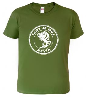 Pánské rybářské tričko - Tady je můj revír Barva: Vojenská zelená (Military Green), Velikost: 2XL