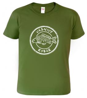 Pánské rybářské tričko - Vášnivý rybář Barva: Vojenská zelená (Military Green), Velikost: S