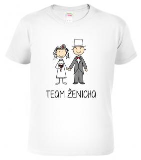 Pánské svatební tričko - Team ženicha (figurka) Barva: Bílá, Velikost: 2XL