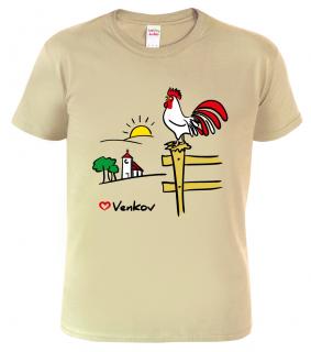 Pánské tričko pro chalupáře - Kohout Barva: Béžová (51), Velikost: L
