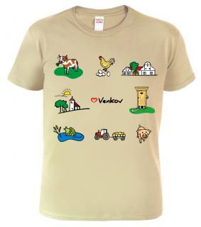 Pánské tričko pro chalupáře - Symboly venkova Barva: Béžová (51), Velikost: XL