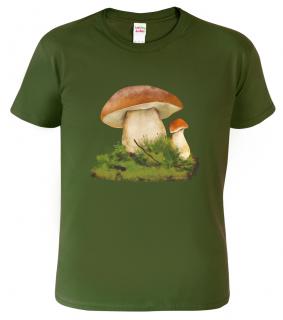 Pánské  tričko pro houbaře - Hřib smrkový Barva: Vojenská zelená (Military Green), Velikost: 2XL