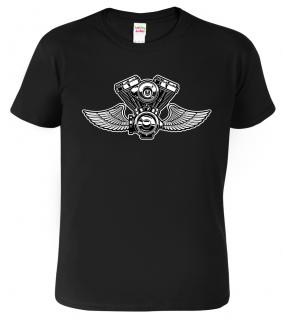 Pánské tričko pro motorkáře - Okřídlený motor Barva: Černá (01), Velikost: 2XL