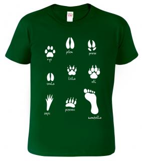 Pánské tričko pro myslivce - Stopy divé zvěře Barva: Lahvově zelená (06), Velikost: 2XL