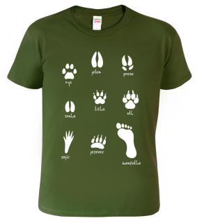 Pánské tričko pro myslivce - Stopy divé zvěře Barva: Vojenská zelená (Military Green), Velikost: L