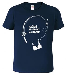 Pánské tričko pro rybáře - Každá mi skočí na háček Barva: Námořní modrá (02), Velikost: 2XL