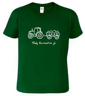 Pánské tričko pro zemědělce - Traktor Barva: Lahvově zelená (06), Velikost: 2XL