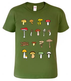 Pánské tričko s houbami - Atlas hub Barva: Vojenská zelená (Military Green), Velikost: 2XL