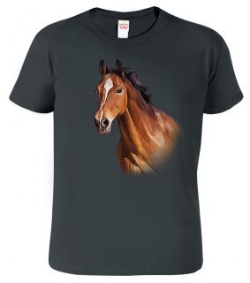 Pánské tričko s koněm - Hnědák Barva: Tmavá břidlice (67), Velikost: L