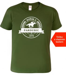 Pánské tričko s koněm - Koňák z... Barva: Vojenská zelená (Military Green), Velikost: XL