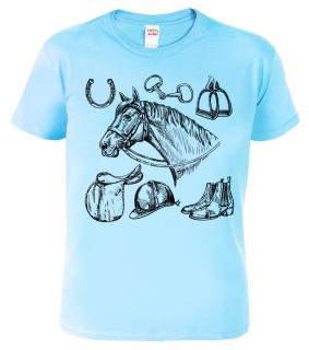 Pánské tričko s koněm - Koňské symboly Barva: Nebesky modrá (15), Velikost: 2XL